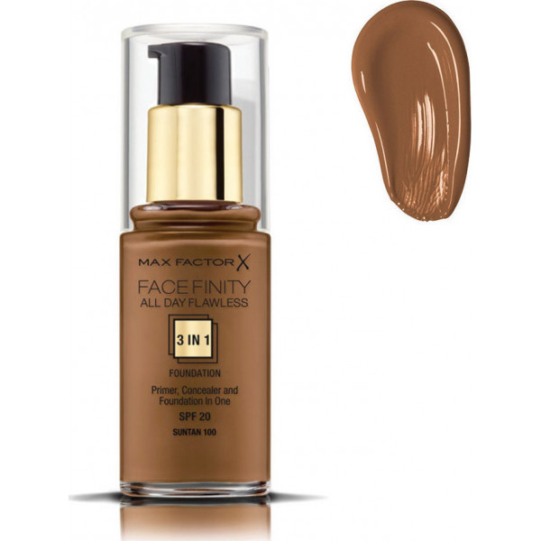 Max Factor Facefinity All Day Flawless 3-in-1 Liquid Make Up SPF20 100 Sun Tan 30ml Max Factor Facefinity All Day Flawless 3-in-1 Liquid Make Up SPF20 100 Sun Tan 30ml