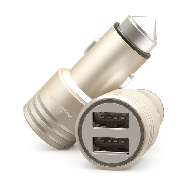 Φορτιστής Αυτοκινήτου Χρυσό PT-758 Συνολικής Έντασης 2.1A με Θύρες: 2xUSB