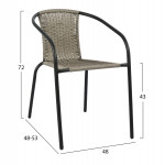 ΠΟΛΥΘΡΟΝΑ ΚΑΡΕΚΛΑ CAMEL HM5015.01 ΓΚΡΙ ΜΕΤΑΛΛΙΚΗ ΜΕ WICKER 48x48-53x72 εκ.