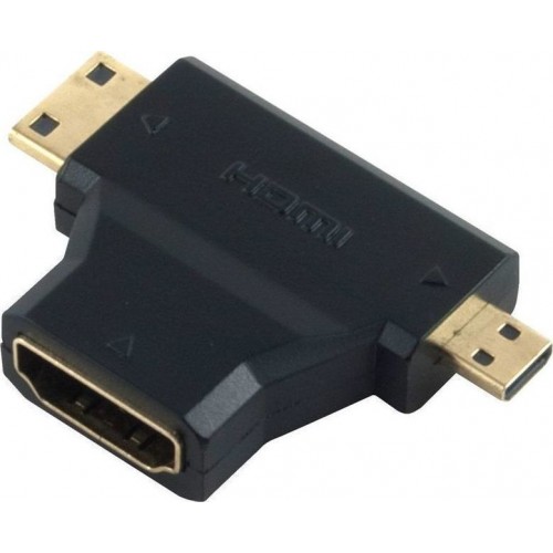 Μετατροπέας micro HDMI / mini HDMI male σε HDMI female (ADA-H004)